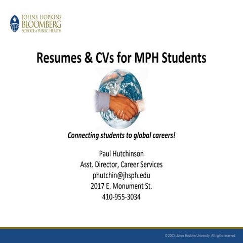Resumes and CVs For MPH Students (Fall 2010)