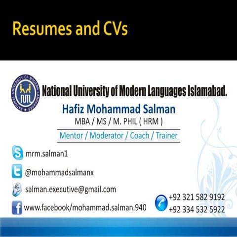 Resumes and c vs