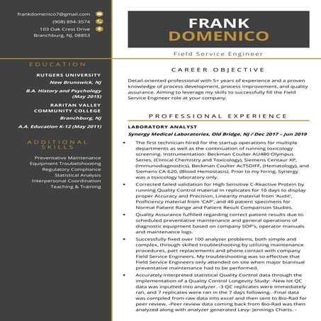 Resume synergy medical laboratories