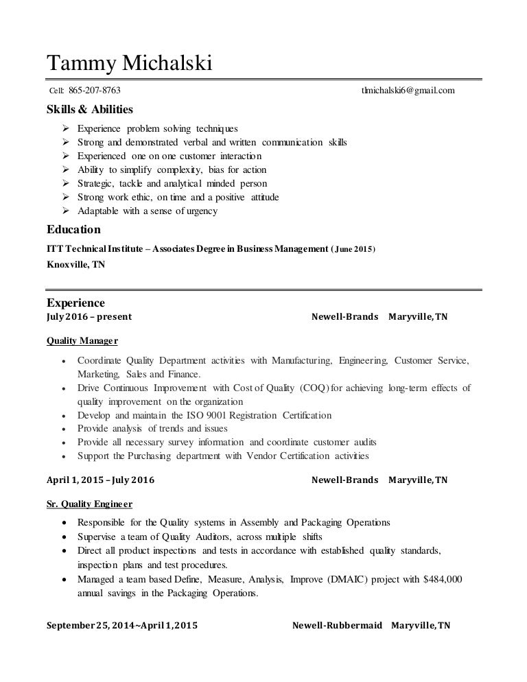 Resume Tammy Michalski August 2016 Resume Tammy Michalski August 2016
