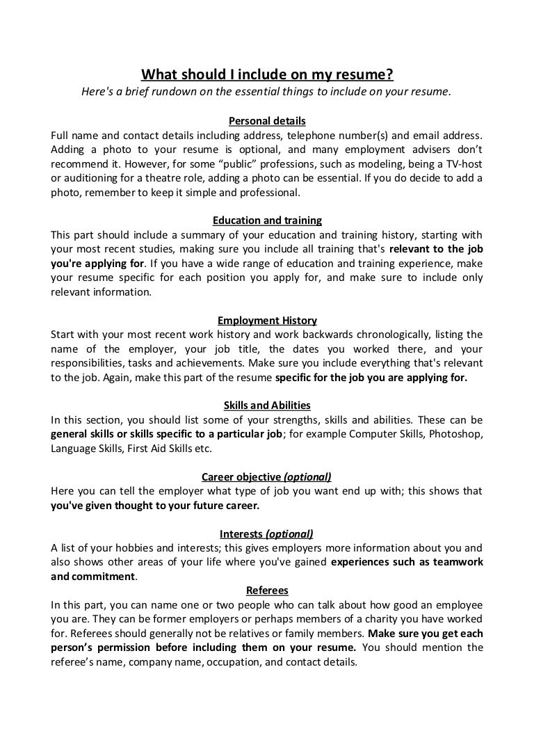 resume template what should a professional resume include
