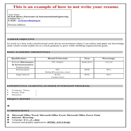 Resume template doc | DOC