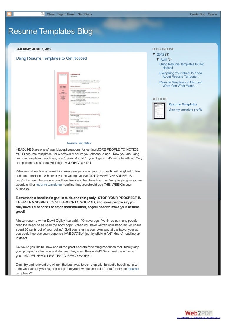 How To Use Free Online Resume Templates
