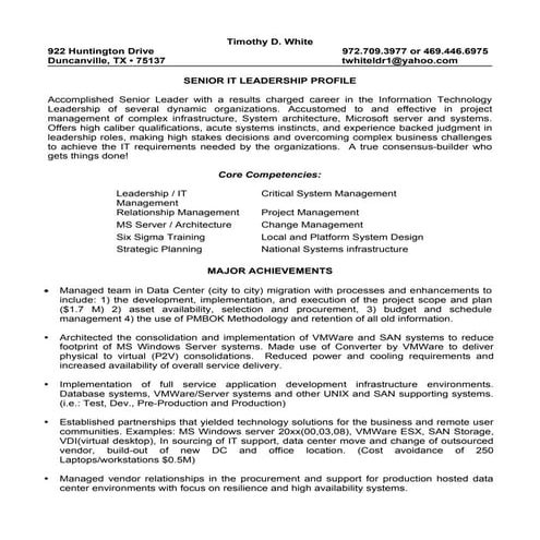 Resume Timothy  White 2010 Tech
