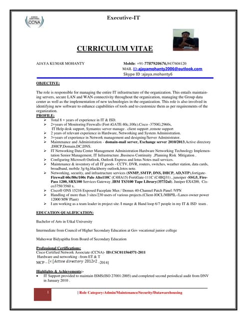 Resume  update executive it