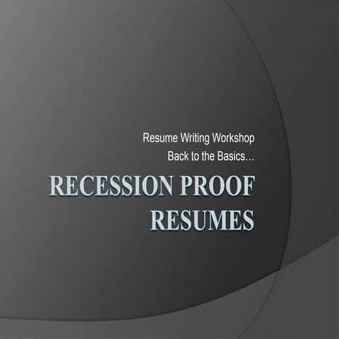 Resume Workshop Back to the Basic
