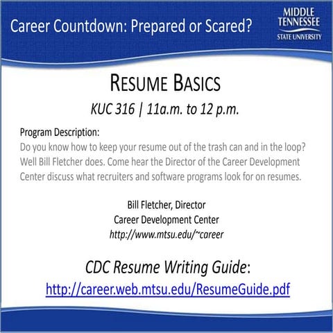 Resume Workshop Mtsu Career Countdown