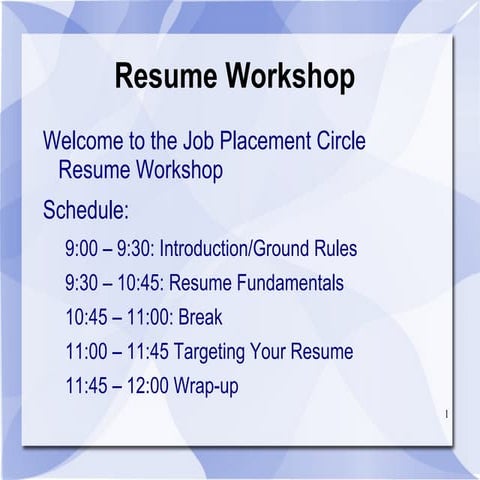 Job Placement Circle Resume Workshop