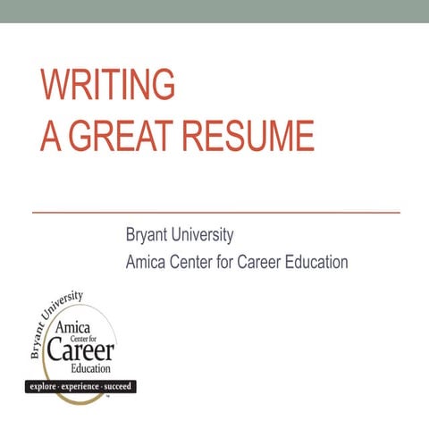 Bryant University - Resume writing