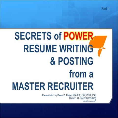 Resume Power Writing & Posting ( part 2)