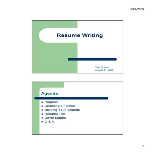 RESUME WRITING - 08.11.2009