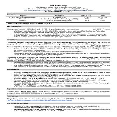 Resume - Yash Pratap Singh - 4th April, 2017