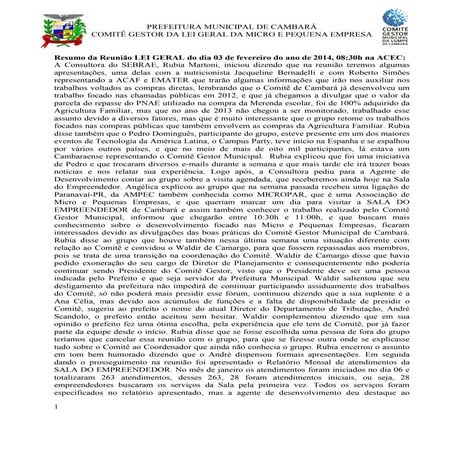 Resumo  2° reunião 2014