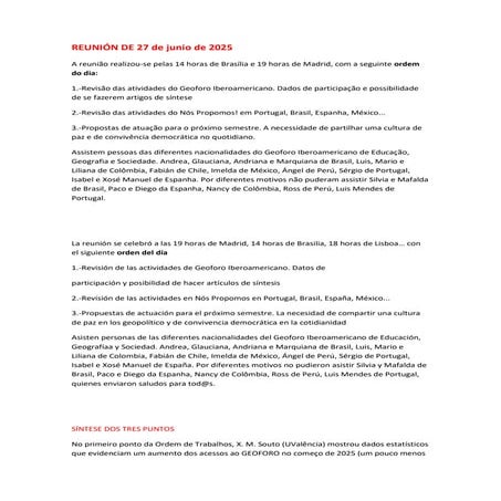 Reunión del GEOFORO Iberoamericano en verano 2025.