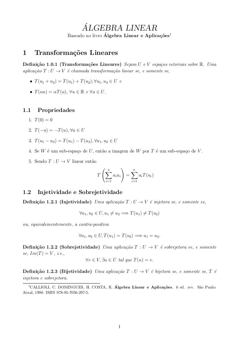 Resumo álgebra Linear - 