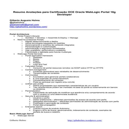 Resumo Anotacoes Certificacao OCE WebLogic Portal 10g Developer