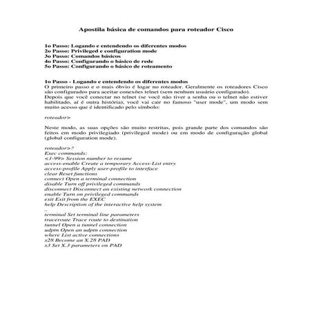 Resumo comandos cisco