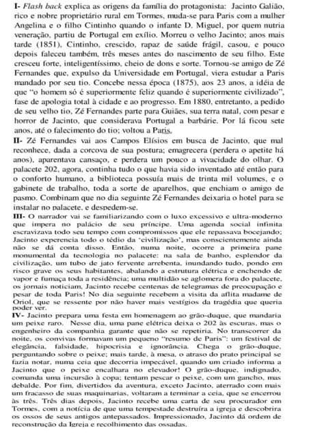 Resumão de a cidade e as serras par...