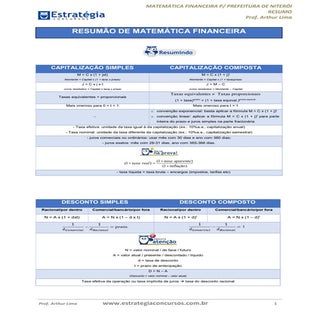 Resumão de matemática financeira