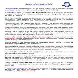 Resumo de redação oficial