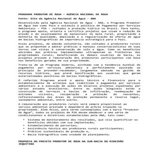 Resumo - Projeto Produtor de Água