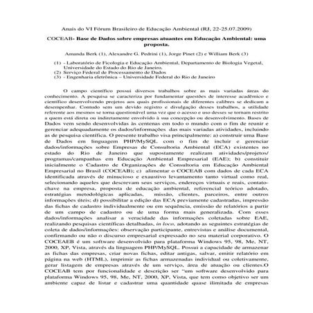 Modelos de Educação Ambiental Marinha no Brasil | PDF