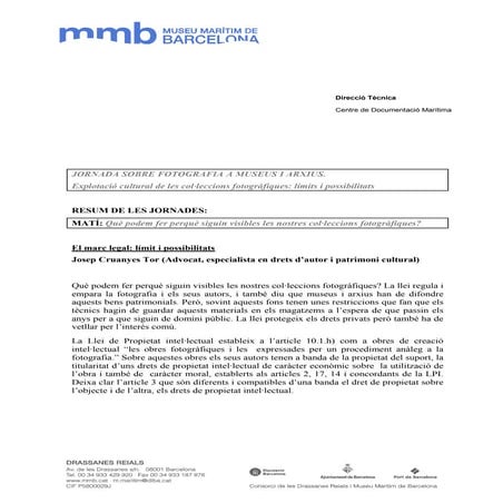 Resum ponències Jornada fotografia museus arxius