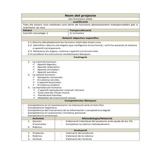 Resum projectes funcions vitals