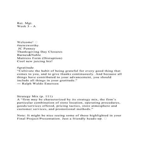 Ret. Mgt.Week 3 - AWelcome!  #newsworthy JC Pen.docx