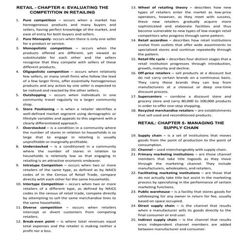 EVALUATING THE COMPETITION IN RETAILING MANAGING THE SUPPLY CHAIN LEGAL AND E...