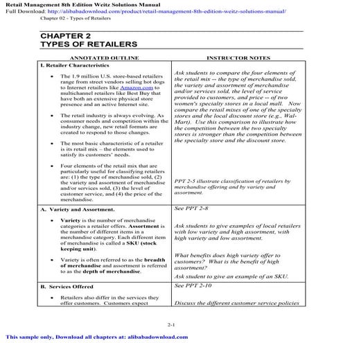 Retail Management 8th Edition Weitz Solutions Manual