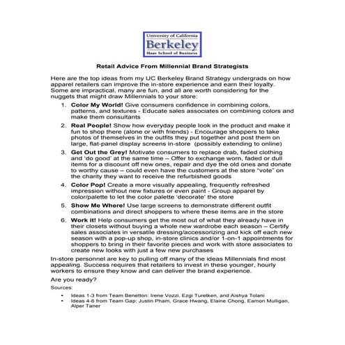 Retail advice from millennial brand strategists