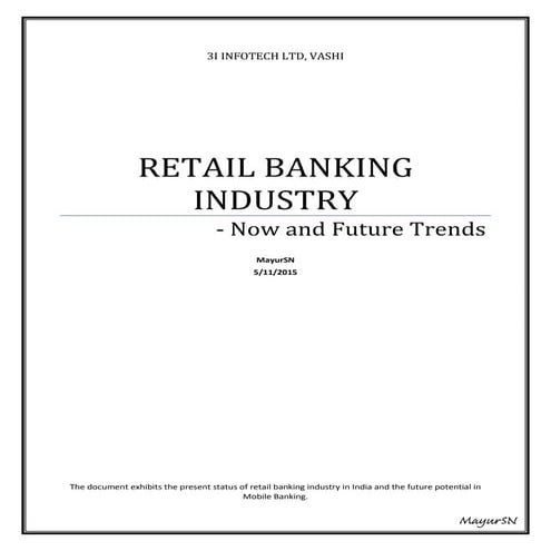 Retail Banking India 2015 - Now and Predictions