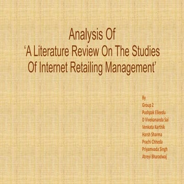 Analysis of Internet Retailing Management. 