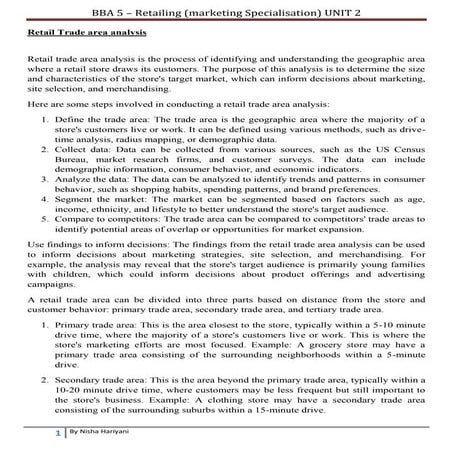 Retailing - Unit 2 BBA 5.docx