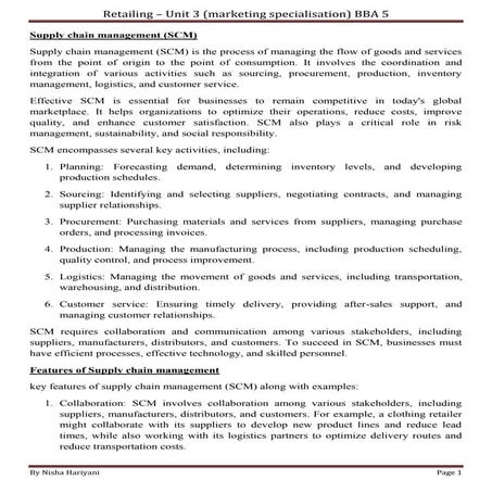 Retailing - Unit 3 BBA 5.docx