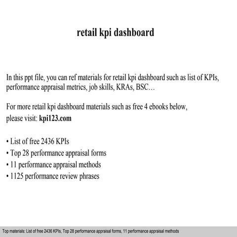 Retail kpi dashboard
