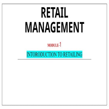 Retail management first chapter notes in one