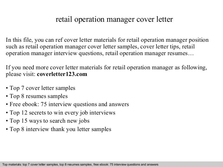Retail Operation Manager Cover Letter