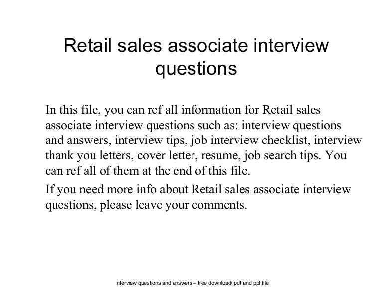 Retail sales associate interview questions