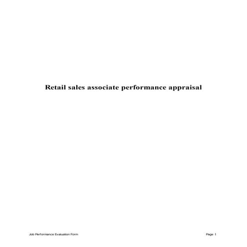 Retail sales associate performance appraisal | DOCX