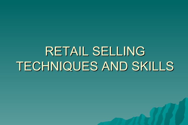 Retail Selling Techniques