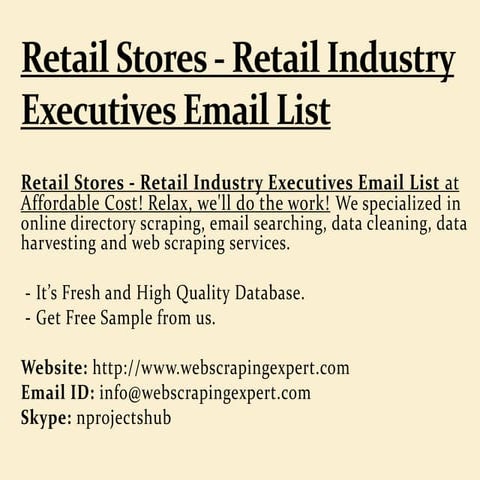 Retail Stores - Retail Industry Executives Email List