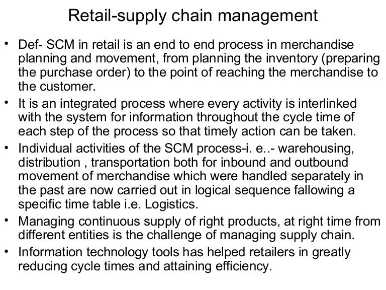 Retail supply chain management