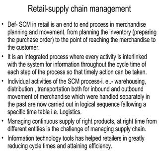 Retail supply chain management
