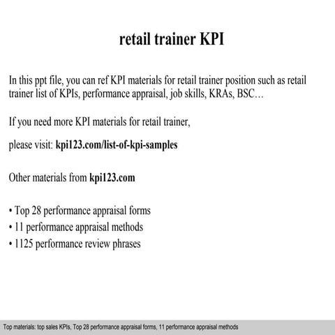 Retail trainer kpi