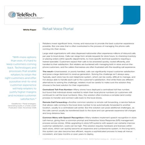 Retail Voice Portal