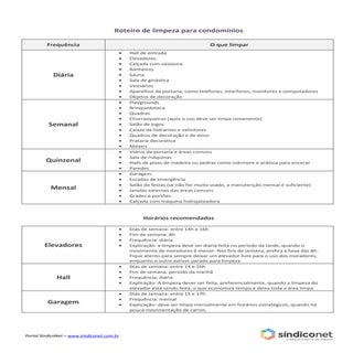 Reteiro limpeza condominios