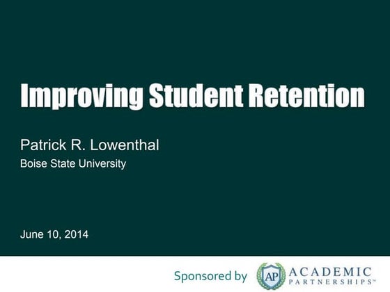 Improving Retention in Online Courses -- Inside HigherEd webinar