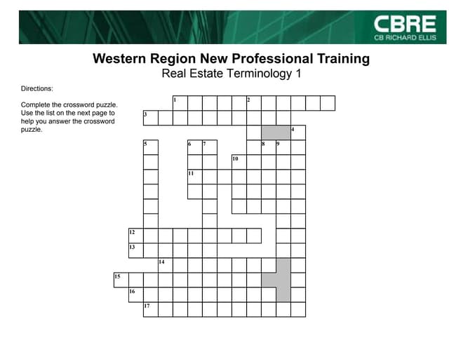 Real Estate Terms Crossword | PDF